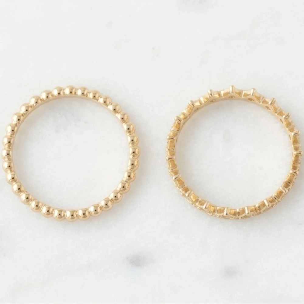 ✨ NWT Aéropostale 2-Pack Stacking Ring Set | Size 8 | gold tone | Minimalist